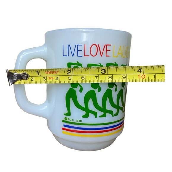 RARE Vintage 1980 Anchor Hocking Golf Mug Glass Live Love Laugh Play Rainbow - Picture 7 of 9
